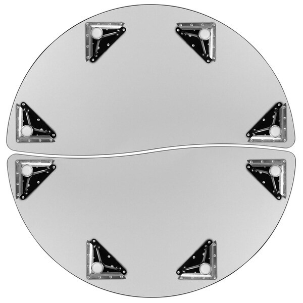 Flash Furniture Round 47.5 W, 48 L, 25.25 H, Chrome, Laminate, Particleboard, Steel, Wood Grain - XU-GRP-A48-HCIRC-OAK-T-P-GG