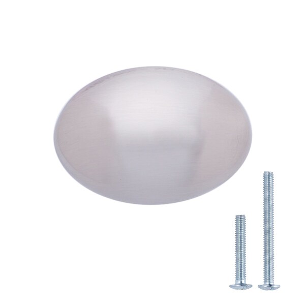 South Main Hardware Football Cabinet Knob, 1.38" Diameter, Satin Nickel, 25PK - SH844-SN-25