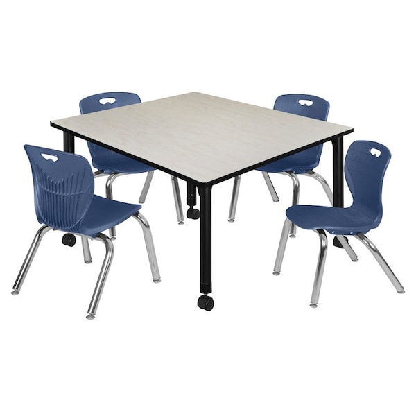 Regency Tables > Height Adjustable > Square Mobile Table & Chair Sets, 48 W, 48 L, 23-34 H, Maple - TB4848PLAPCBK45NV
