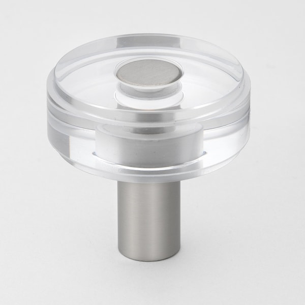 Gliderite Hardware 1-1/2 in. Clear Acrylic Knob Satin Nickel - 5828-SN-1