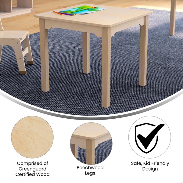 Flash Furniture 23.5 in W, 23.5 in L, 21.25 in H, Beechwood, Birch Plywood, Beech - MK-ME088009-GG