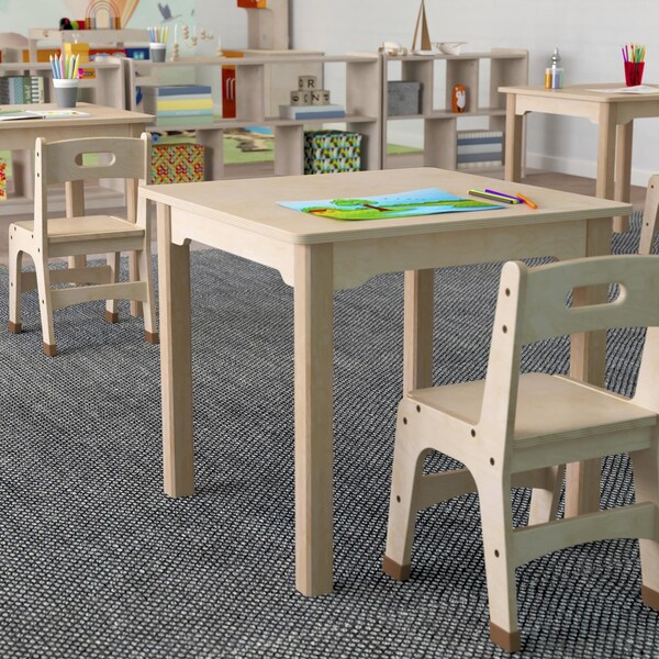 Flash Furniture 23.5 in W, 23.5 in L, 21.25 in H, Beechwood, Birch Plywood, Beech - MK-ME088009-GG