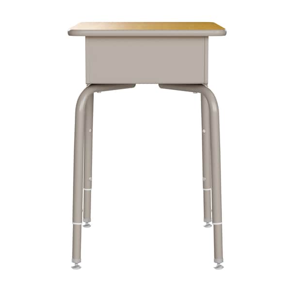 Flash Furniture HERCULES Student Desk w/Open Front Metal Book Box, Maple Desktop, Silver Frame and Blk Stack Chair - FD-DESK-GMP-SCH3BB-GG