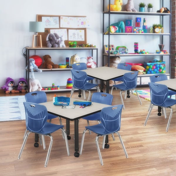 Regency Tables > Height Adjustable > Square Mobile Tables, 30 W, 30 L, 23-34 H, Wood|Metal, Maple - TB3030PLAPCBK