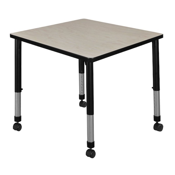 Regency Tables > Height Adjustable > Square Mobile Tables, 30 W, 30 L, 23-34 H, Wood|Metal, Maple - TB3030PLAPCBK