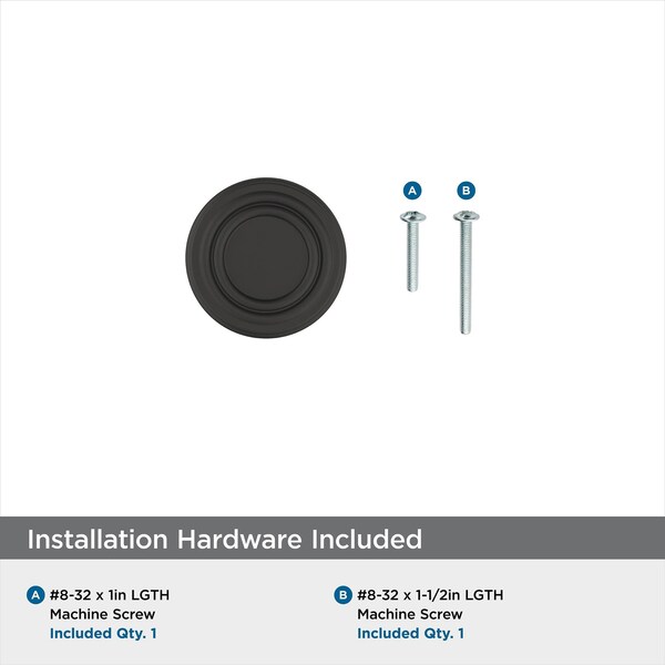 Amerock Ville 1-1/8 in 29 mm Diameter Matte Black Cabinet Knob - BP36774FB