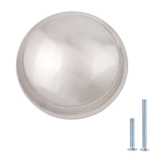 South Main Hardware 1-3/16 in. Satin Nickel Traditional Round Cabinet Knob 10PK - SH2711-SN-10