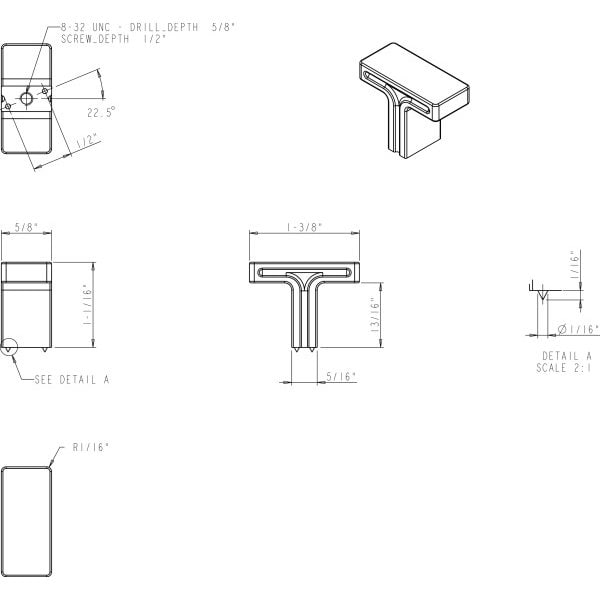 Jeffrey Alexander 1-3/8" Overall Length Brushed Pewter Rectangle Anwick Cabinet Knob - 867BNBDL
