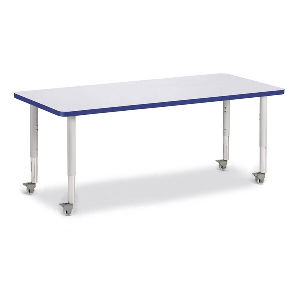 Jonti-Craft Berries Rectangle Activity Table, 30 in. x 72 in., Mobile, Freckled Gray/Blue/Gray - 6413JCM003