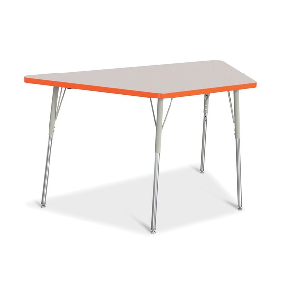 Jonti-Craft Berries Trapezoid Activity Tables, 30 in. x 60 in., A-height, Freckled Gray/Orange/Gray - 6443JCA114