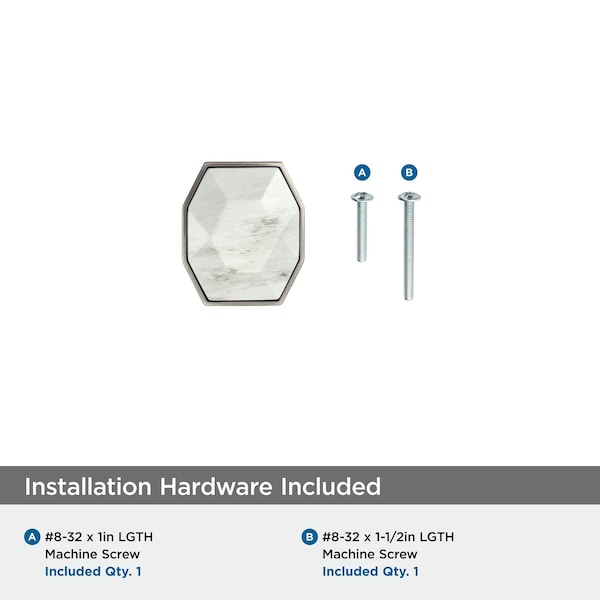 Amerock Carrione 1-5/8 inch 41mm Length Marble White/Satin Nickel Cabinet Knob - BP36638MWG10