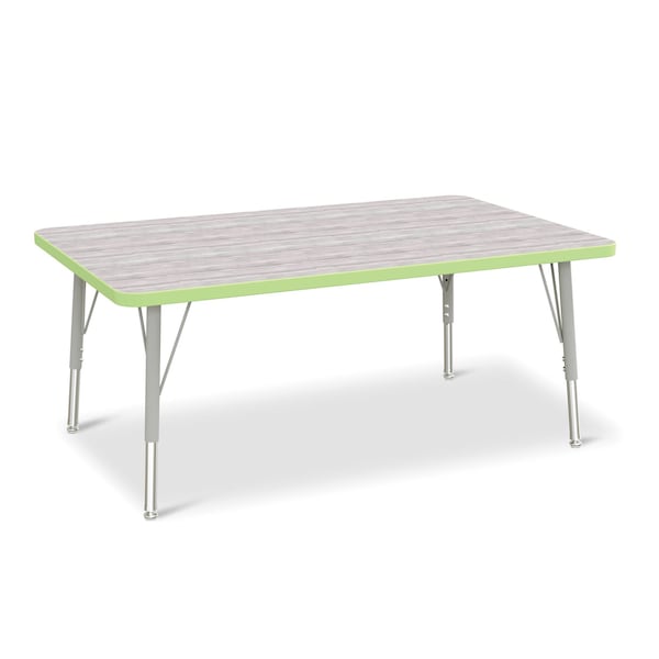 Jonti-Craft Berries Rectangle Activity Table, 30 in. x 48 in., E-height, Driftwood Gray/Key Lime/Gray - 6473JCE451