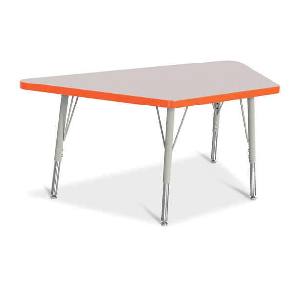 Jonti-Craft Berries Trapezoid Activity Tables, 24 in. x 48 in., E-height, Freckled Gray/Orange/Gray - 6438JCE114