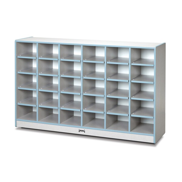 Jonti-Craft Rainbow Accents 30 Cubbie-Tray Mobile Storage, without Trays, Coastal Blue - 0430JCWW131