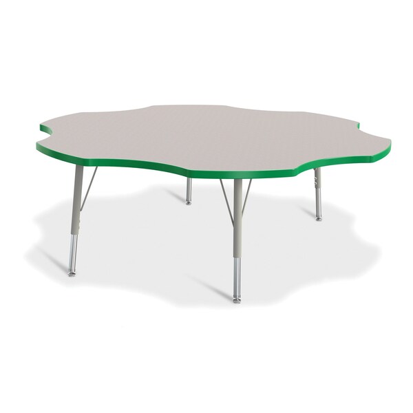 Jonti-Craft Berries Six Leaf Activity Table, 60 in., E-height, Freckled Gray/Green/Gray - 6458JCE119
