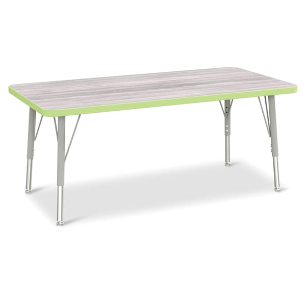 Jonti-Craft Berries Rectangle Activity Table, 24 in. x 48 in., E-height, Driftwood Gray/Key Lime/Gray - 6403JCE451