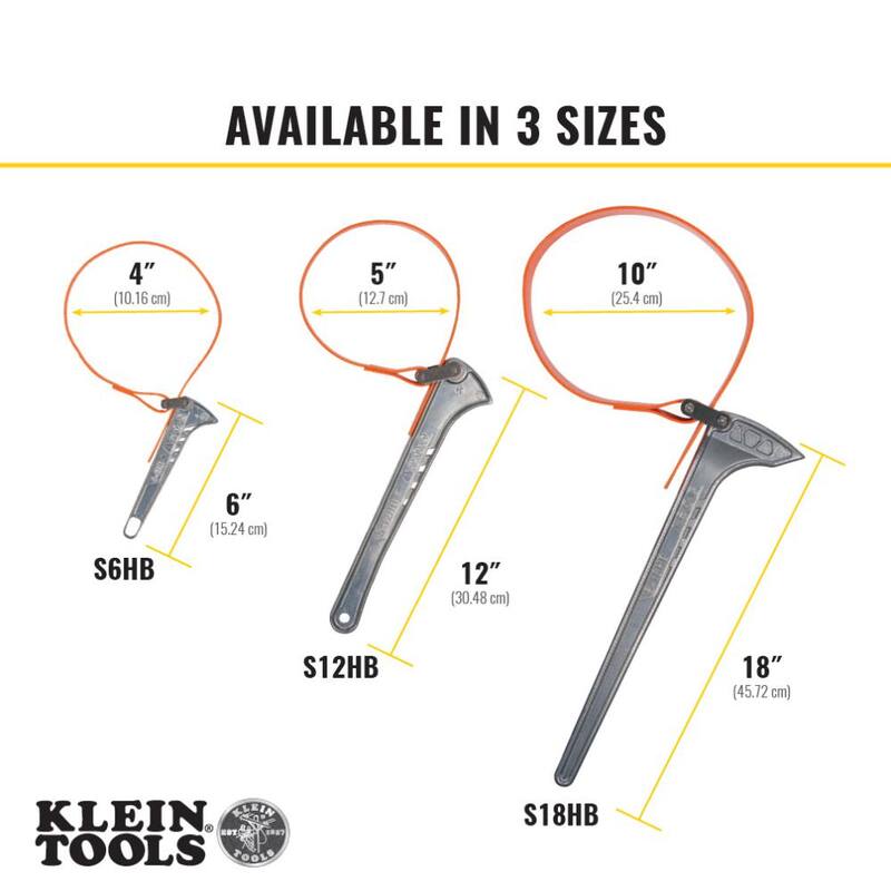 Llave de correa Grip-It de 1-1/2 a 4 pulgadas, 6 pulgadas, mango - S6HB de Klein Tools