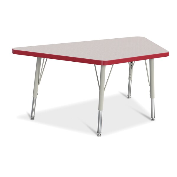 Jonti-Craft Berries Trapezoid Activity Tables, 24 in. x 48 in., E-height, Freckled Gray/Red/Gray - 6438JCE008