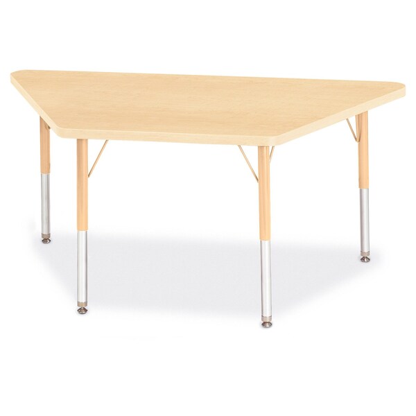 Jonti-Craft Berries Trapezoid Activity Tables, 24 in. x 48 in., E-height, Maple/Maple/Camel - 6438JCE251