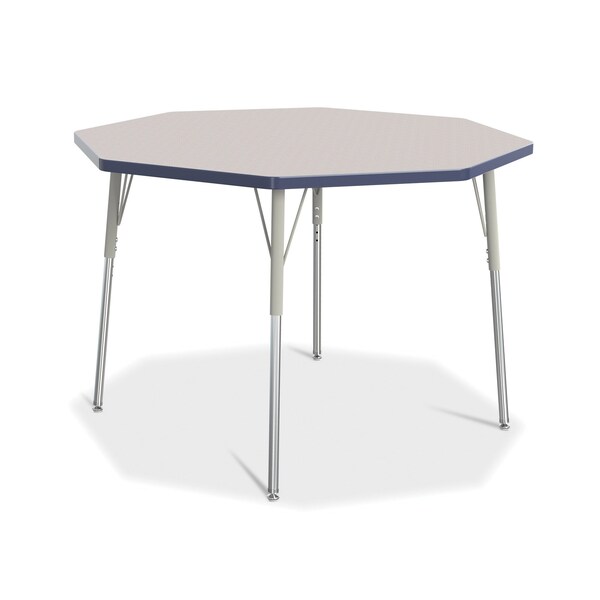 Jonti-Craft Berries Octagon Activity Table, 48 in. x 48 in., A-height, Freckled Gray/Navy/Gray - 6428JCA112