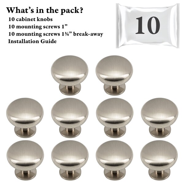 Designperfect 1 3/16 Diameter Mushroom Knob, 10PK - DPA10R53KSNB