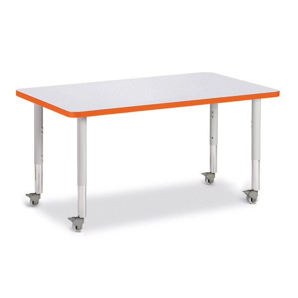 Jonti-Craft Berries Rectangle Activity Table, 30 in. x 48 in., Mobile, Freckled Gray/Orange/Gray - 6473JCM114
