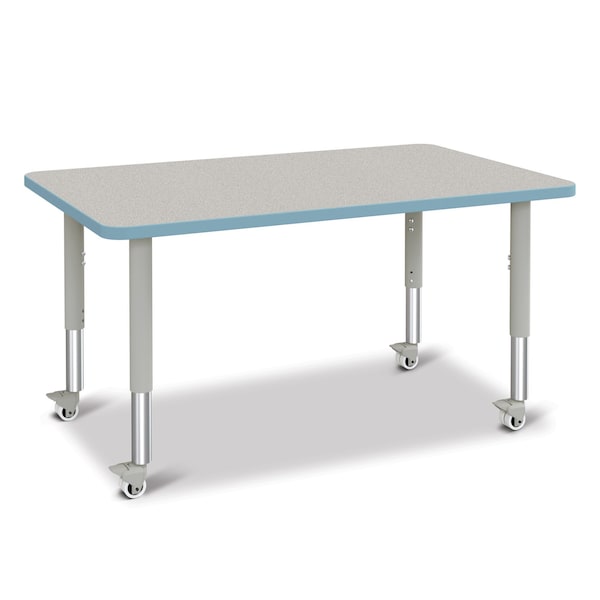 Jonti-Craft Berries Rectangle Activity Table, 30 in. x 48 in., Mobile, Freckled Gray/Coastal Blue/Gray - 6473JCM131