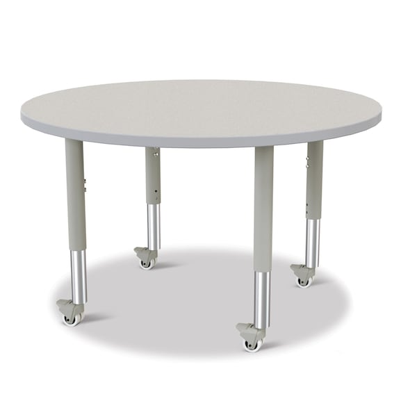 Jonti-Craft Berries Round Activity Table, 42 in. Diameter, Mobile, Freckled Gray/Gray/Gray - 6468JCM000