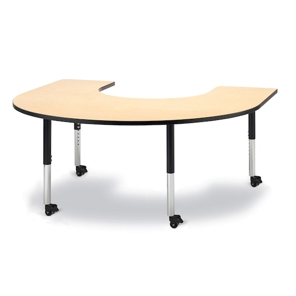 Jonti-Craft Berries Horseshoe Activity Table, 66 in. x 60 in., Mobile, Maple/Black/Black - 6445JCM011