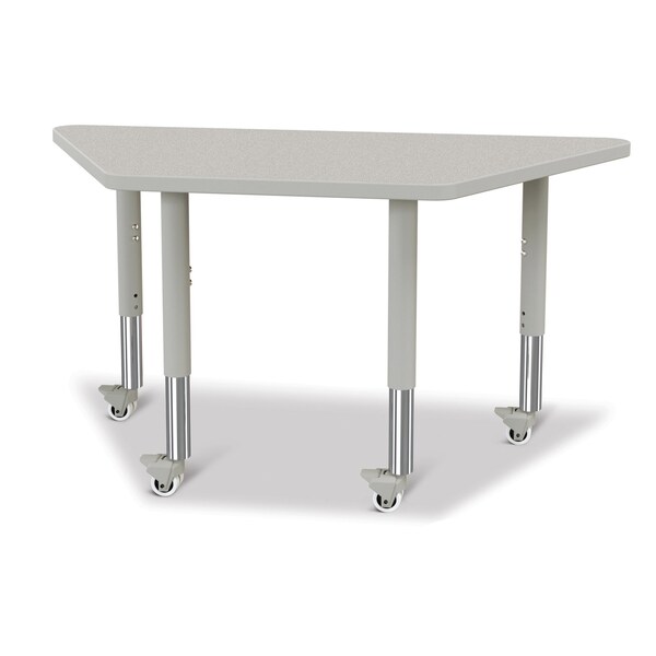 Jonti-Craft Berries Trapezoid Activity Tables, 24 in. x 48 in., Mobile, Freckled Gray/Gray/Gray - 6438JCM000