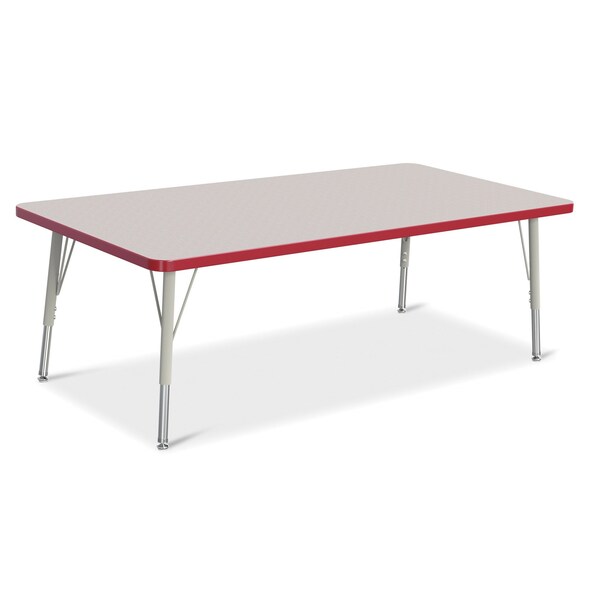 Jonti-Craft Berries Rectangle Activity Table, 30 in. x 60 in., E-height, Freckled Gray/Red/Gray - 6408JCE008