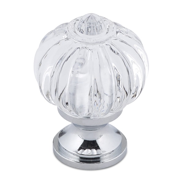 Richelieu 1 1/8 in (28 mm) Clear, Chrome Eclectic Brass, Acrylic Cabinet Knob - BP403514011
