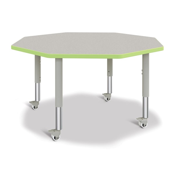 Jonti-Craft Berries Octagon Activity Table, 48 in. x 48 in., Mobile, Freckled Gray/Key Lime/Gray - 6428JCM130