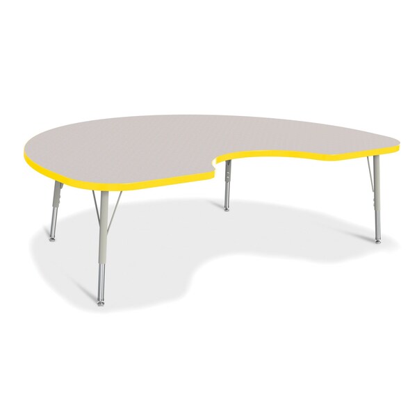 Jonti-Craft Berries Kidney Activity Table, 48 in. x 72 in., E-height, Freckled Gray/Yellow/Gray - 6423JCE007