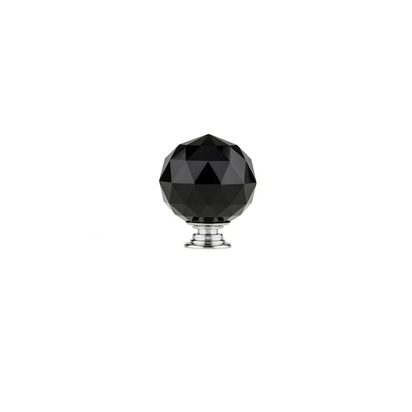Richelieu 1 9/16 in (40 mm) Chrome, Black Contemporary Cabinet Knob - BP87374014090