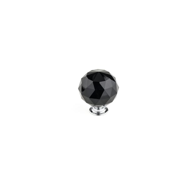 Richelieu 1 9/16 in (40 mm) Chrome, Black Contemporary Cabinet Knob - BP87374014090