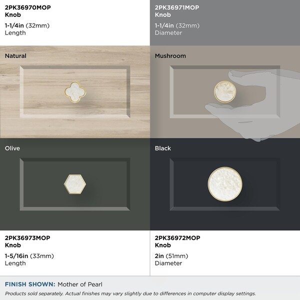 Amerock Accents 1-1/4 inch 32mm Diameter Gold/Mother of Pearl Cabinet Knob, 2PK - 2PK36971MOP