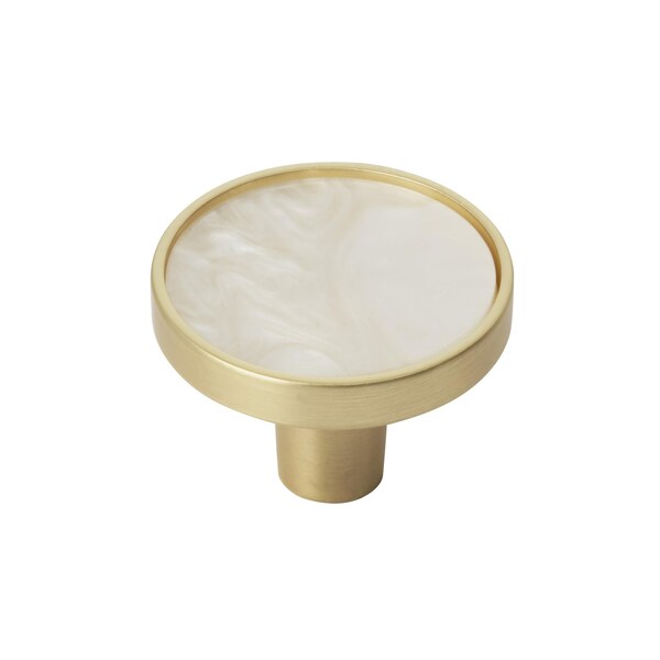 Amerock Accents 1-1/4 inch 32mm Diameter Gold/Mother of Pearl Cabinet Knob, 2PK - 2PK36971MOP