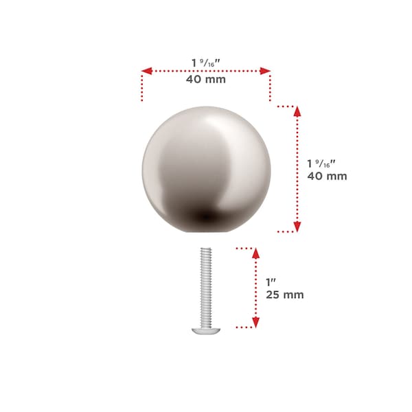 Richelieu Firenze Collection 1 9/16-inch (40 mm) Brushed Nickel Traditional Round Closet Door Knob - BP878940195