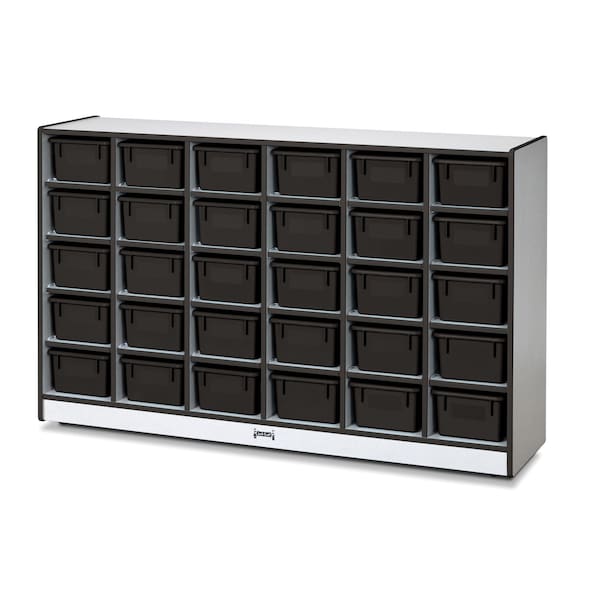 Jonti-Craft Rainbow Accents 30 Cubbie-Tray Mobile Storage, with Trays, Black - 0431JCWW180