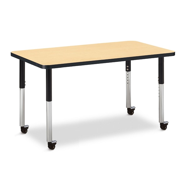Jonti-Craft Berries Rectangle Activity Table, 24 in. x 36 in., Mobile, Maple/Black/Black - 6478JCM011