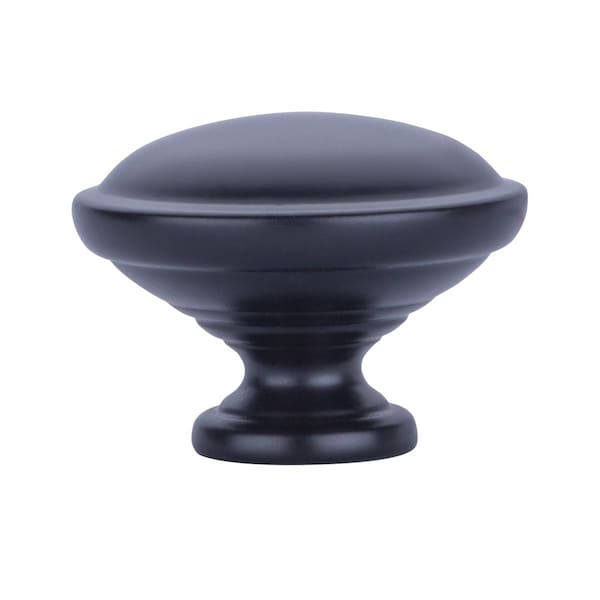 South Main Hardware 1-1/4 in. Flat Black Traditional Round Mushroom Cabinet Knob 25PK - SH2811-FB-25