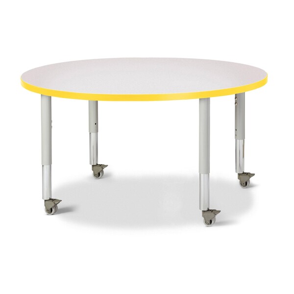 Jonti-Craft Berries Round Activity Table, 42 in. Diameter, Mobile, Freckled Gray/Yellow/Gray - 6468JCM007
