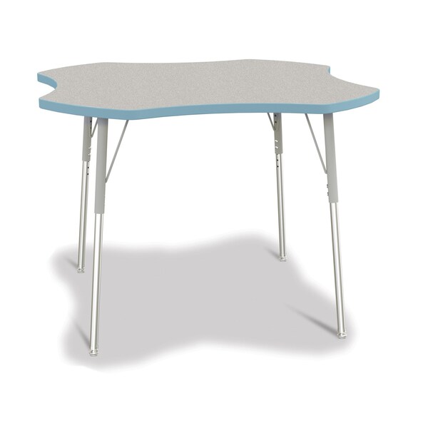Jonti-Craft Berries Four Leaf Activity Table, A-height, Freckled Gray/Coastal Blue/Gray - 6453JCA131