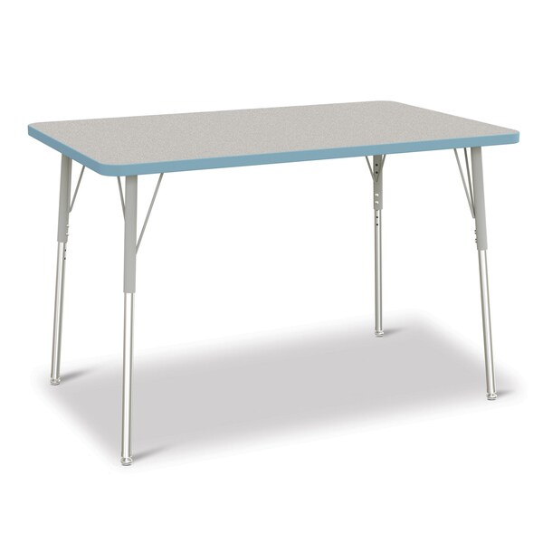 Jonti-Craft Berries Rectangle Activity Table, 30 in. x 48 in., A-height, Freckled Gray/Coastal Blue/Gray - 6473JCA131