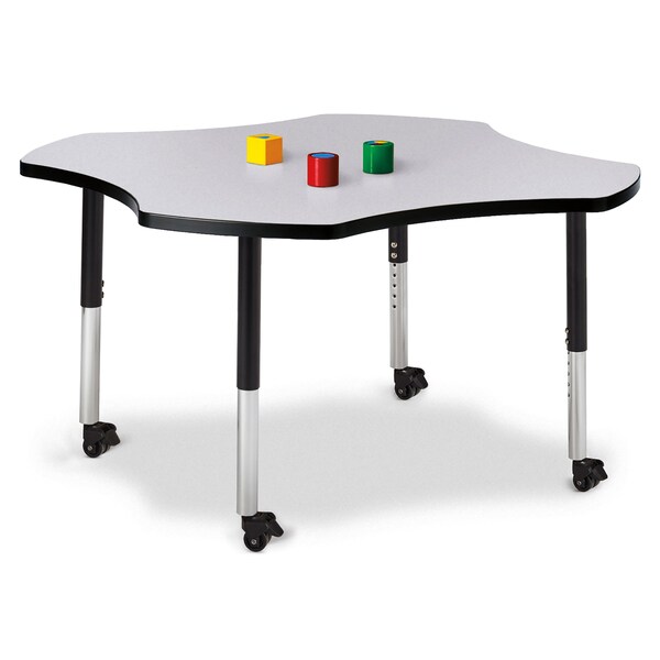 Jonti-Craft Berries Four Leaf Activity Table, Mobile, Freckled Gray/Black/Black - 6453JCM180