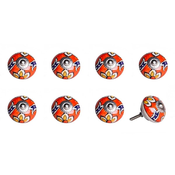 Homeroots Multi Color Ceramic & Metal Knob, 1.5 x 1.5 x 1.5 in., 8PK - 358114