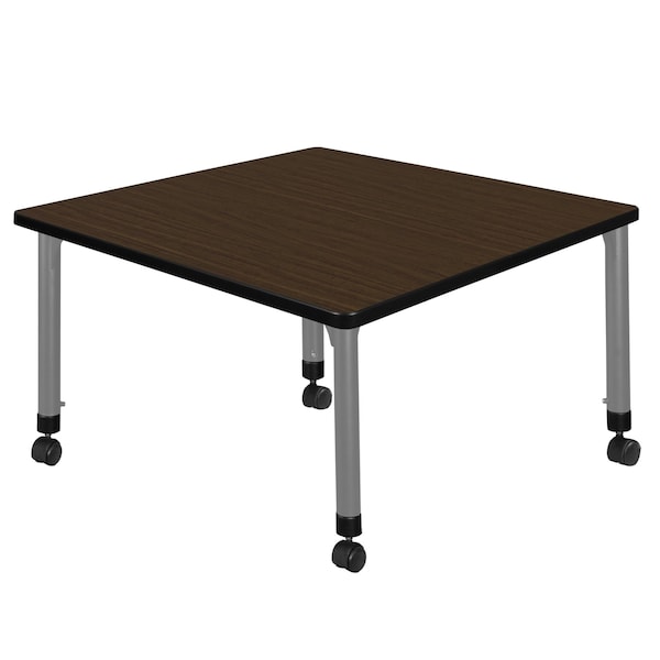 Regency Square Kee Height Adjustable Mobile Classroom Activity Table, 42 in W, 42 in L, Neo Walnut - TB4242NWAPCGY