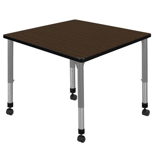 Regency Square Kee Height Adjustable Mobile Classroom Activity Table, 42 in W, 42 in L, Neo Walnut - TB4242NWAPCGY