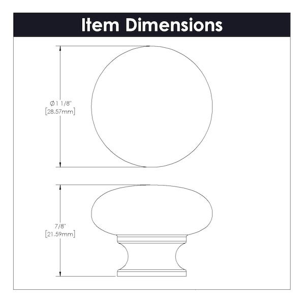 Hickory Hardware Cottage Collection Knob 1-1/8 Inch Diameter Matte Black Finish - P770-MB